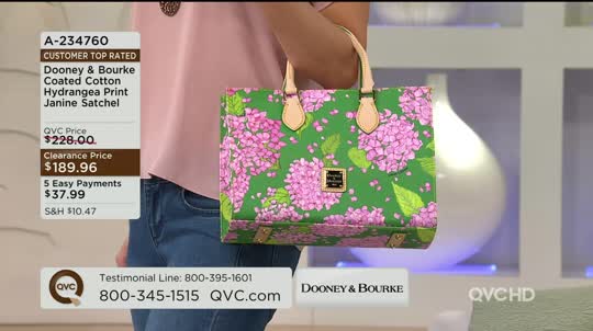 Dooney & Bourke Coated Cotton Hydrangea Print Janine Satchel — QVC.com