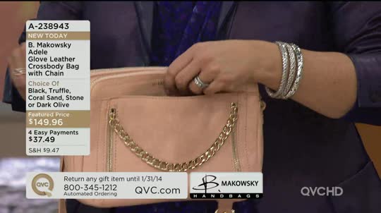 B.Makowsky Adele Glove Leather Crossbody Bag w/ Chain — QVC.com